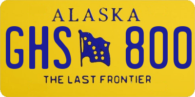 AK license plate GHS800