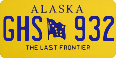 AK license plate GHS932