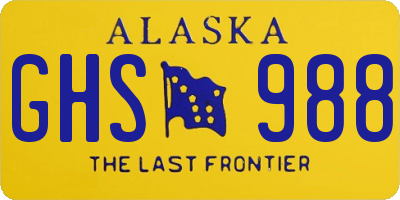 AK license plate GHS988