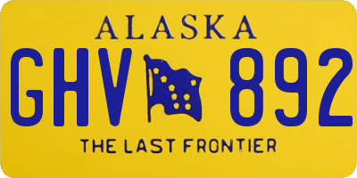 AK license plate GHV892