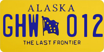 AK license plate GHW012