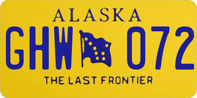 AK license plate GHW072
