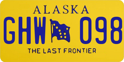 AK license plate GHW098