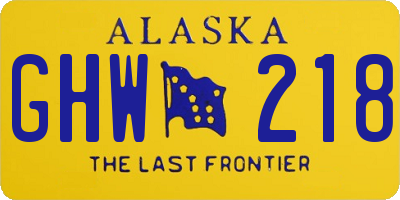 AK license plate GHW218