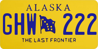 AK license plate GHW222