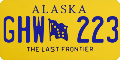 AK license plate GHW223