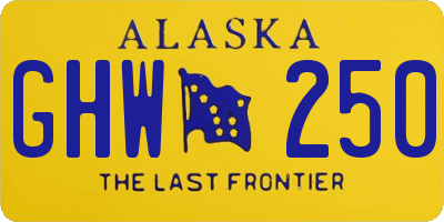 AK license plate GHW250