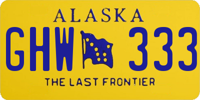 AK license plate GHW333