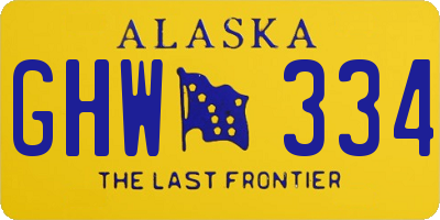 AK license plate GHW334