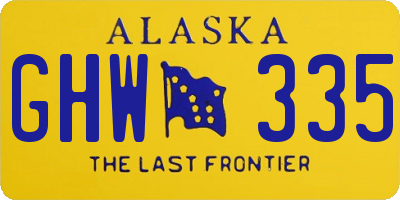 AK license plate GHW335