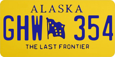 AK license plate GHW354