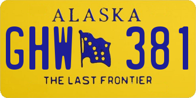 AK license plate GHW381
