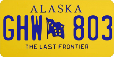 AK license plate GHW803