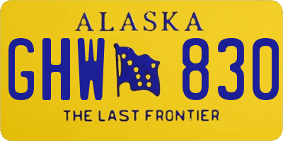 AK license plate GHW830