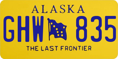 AK license plate GHW835