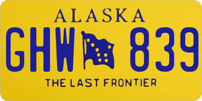 AK license plate GHW839