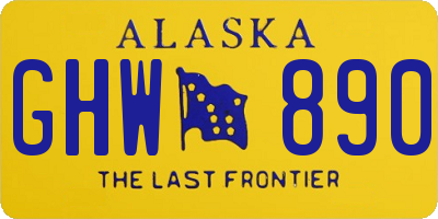 AK license plate GHW890