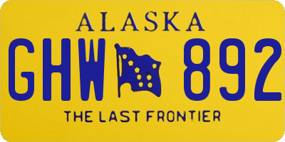 AK license plate GHW892