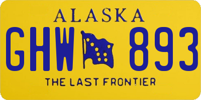 AK license plate GHW893
