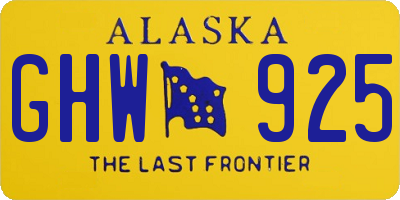 AK license plate GHW925