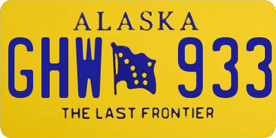 AK license plate GHW933