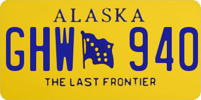 AK license plate GHW940
