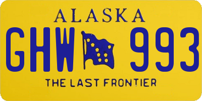 AK license plate GHW993