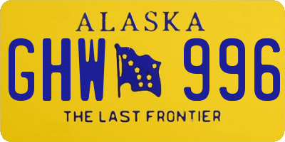 AK license plate GHW996