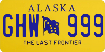 AK license plate GHW999