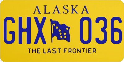 AK license plate GHX036