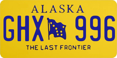 AK license plate GHX996