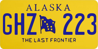 AK license plate GHZ223