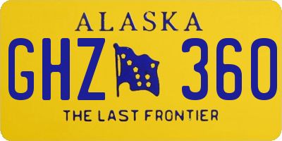 AK license plate GHZ360