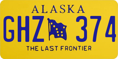 AK license plate GHZ374
