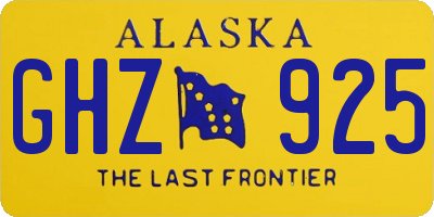 AK license plate GHZ925
