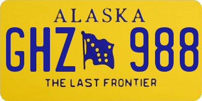 AK license plate GHZ988