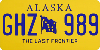 AK license plate GHZ989