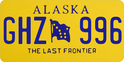 AK license plate GHZ996