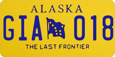 AK license plate GIA018