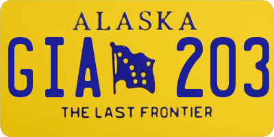 AK license plate GIA203