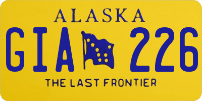 AK license plate GIA226