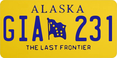 AK license plate GIA231