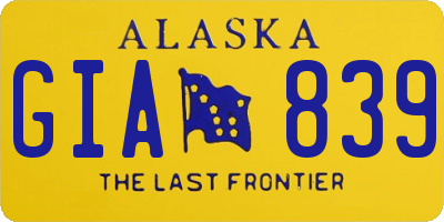 AK license plate GIA839