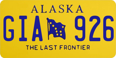 AK license plate GIA926