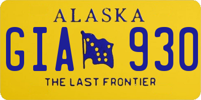AK license plate GIA930