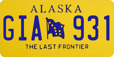 AK license plate GIA931