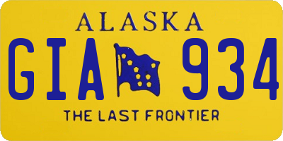 AK license plate GIA934