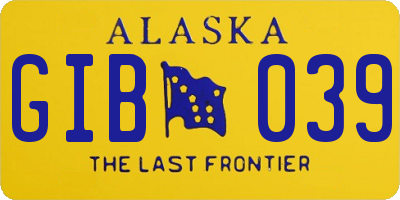 AK license plate GIB039