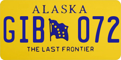 AK license plate GIB072