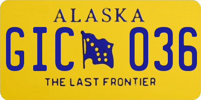 AK license plate GIC036